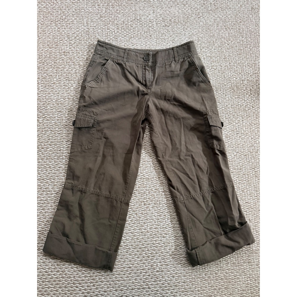 Marisa Petites Cargo Pants Olive Green Cropped Cuffed Size 0P Y2K Utility
